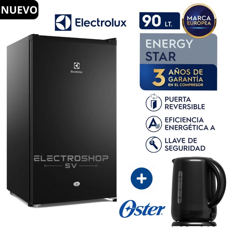 Frigobar 90L Premium Black ERD090G2HWB + Hervidor Oster