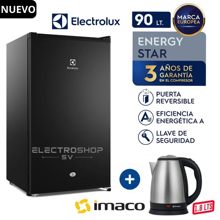 Frigobar 90L Premium Black ERD090G2HWB + Hervidor Imaco