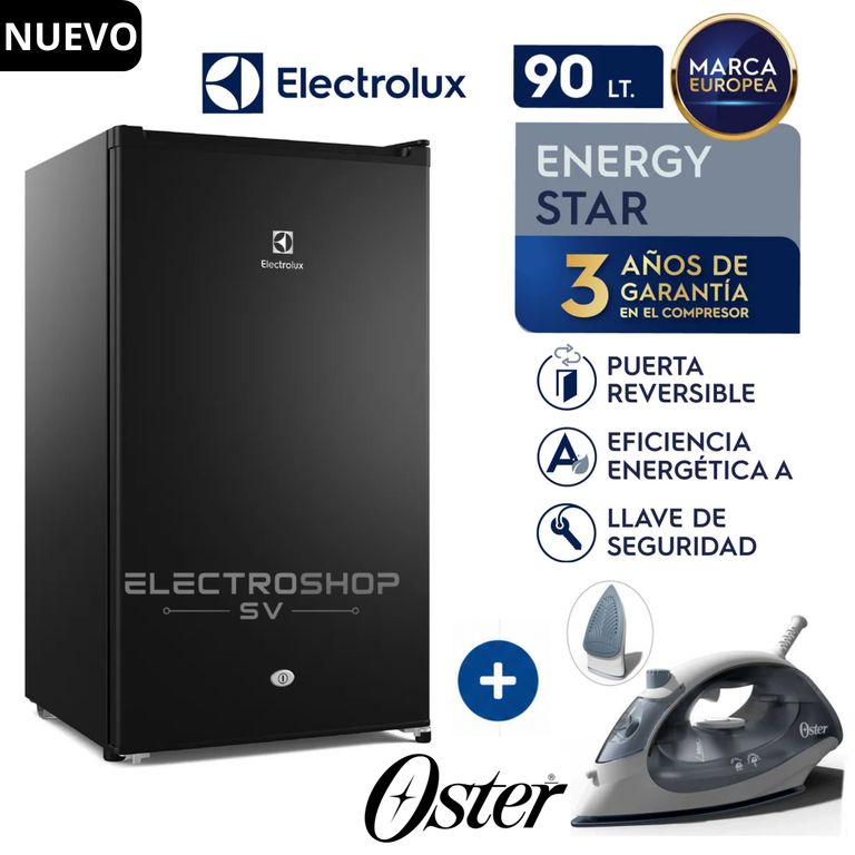 Frigobar 90L Premium Black ERD090G2HWB + Plancha Oster