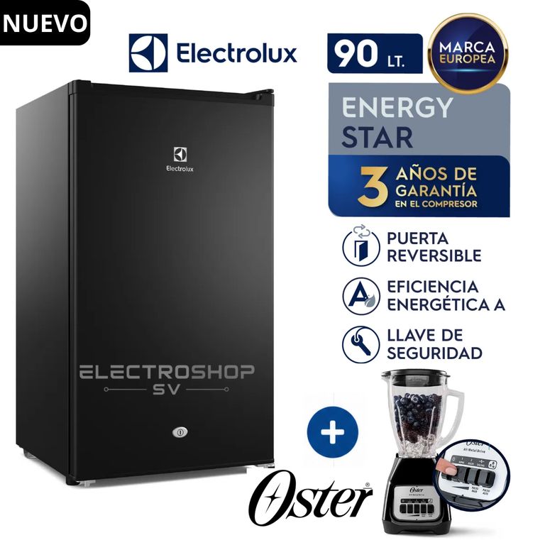 Frigobar 90L Premium Black ERD090G2HWB + Licuadora Oster
