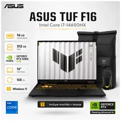 ASUS - Laptop Gamer TUF F16 FX608JMR-RV352 Core i7-14650HX 16GB 512G SSD RTX 5060 8GB 16" Win11 pro
