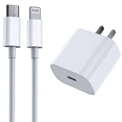 GENERICO - Cargador Carga Rápida 20W para iPhone Hasta 14 pro max - Kit Cubo USB-C y Cable Lightning