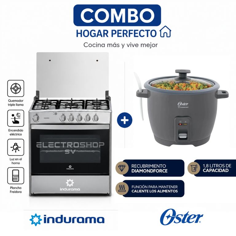 Cocina Cantabria 5 Hornillas Croma + Olla Oster Gris