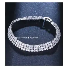 LA TIENDA 88 JOYAS Y ACCESORIOS - La Tienda 88 - Pulsera Brazalete De Luxe Mujer Bañado en Oro de 18k - Blanco