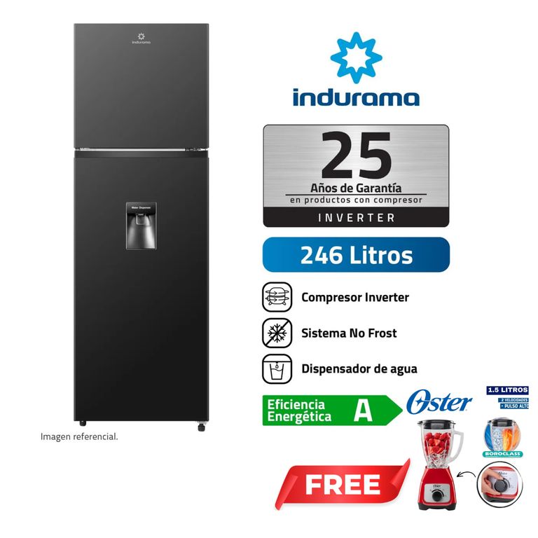 Refrigeradora Top Mount 246L RI-389DNI NEGRO + Licuadora Oster Gratis