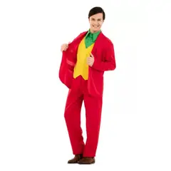 GENERICO - Disfraz Completo de Payaso Joker Color rojo Halloween Cosplay