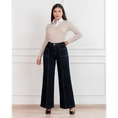 MUZANO JEANS - Palazzo Mujer Muzano ALIA Oscuro