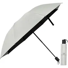 GENERICO - Sombrilla de Mano Paraguas Plegable para el Sol y Lluvia con protección UV Color Plata