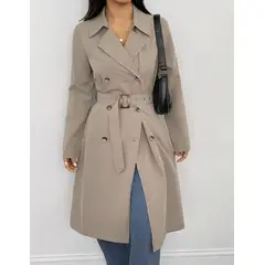 ARELYS - Abrigo Gabardina Mujer Beige Talla S