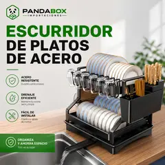 GENERICO - Escurridor De Platos de Acero Con Bandeja de Drenaje Y Porta Vasos