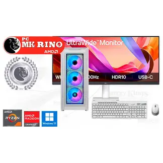 AMD - Computadora Ryzen 7 9700X RX-560 White 16GB 1TB SSD 29" Radeon Windows 11 Pro