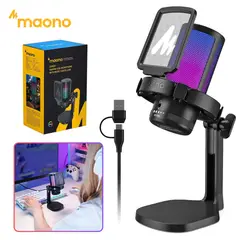MAONO - Microfono Gamer RGB con Cancelación de Ruido y Monitoreo para Stream, Podcast Pc Celular