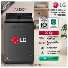 LG - Lavadora 20 Kg IA Carga Superior WT20PBTX - Modelo Nuevo