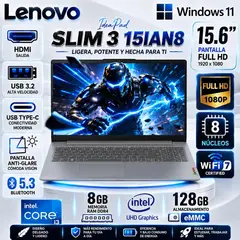 LENOVO - Laptop IdeaPad Slim 3 15IAN8 15.6" FHD Intel Core i3-N305 8GB 128GB - 82XB00C2US