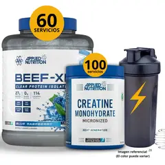 Applied Nutrition - PROTEÍNA DE CARNE BEEF XP DE BLUE RASPBERRY + CREATINA 500GR + SHAKER - PACK