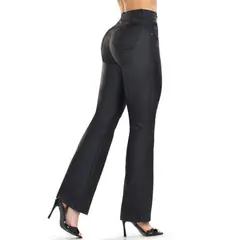 TYT - Pantalón Colombiano Turquía Boot Cut Efecto Cuero Push Up T&T