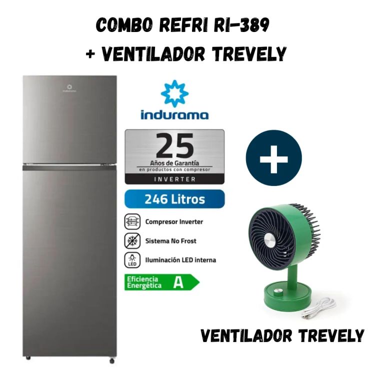 Refrigeradora RI-389I No Frost Inverter Croma 246 L + VENTILADOR TREVELY VT-05