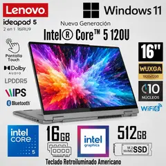 LENOVO - Laptop IdeaPad 5 2 en 1 16IRU9 Intel Core 5 120U 16GB RAM 512GB 16" WUXGA Táctil 83DU004VUS