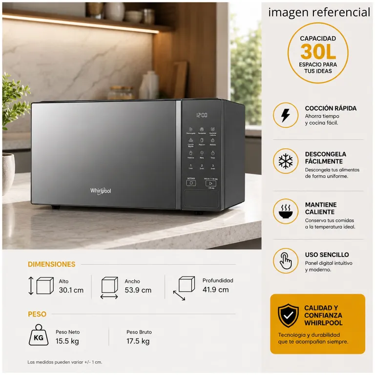 Microondas 30 Litros WM2011D Panel Digital 900W