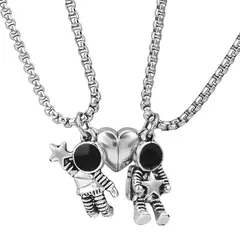 KARMY - Collar Novios Parejas Astronauta Imantado Joya Regalo Acero