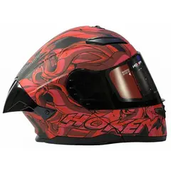 CES - Casco Moto Hoken Hk3 Visor Oscuro Color Red Devil Spoiler Negro Brillante