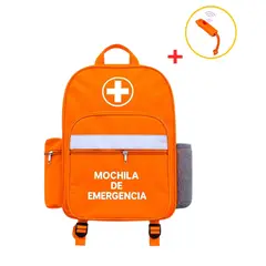 GENERICO - MOCHILA DE EMERGENCIA DE LONA 4 BOLSILLOS CON CINTA REFLECTIVA RESISTENTE