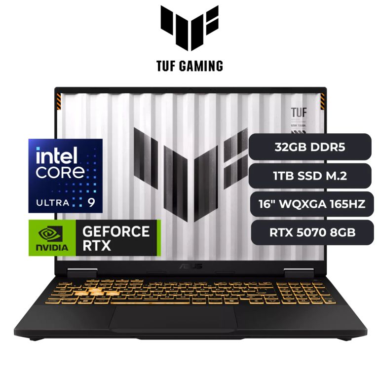 Laptop TUF F16 Core Ultra 9 275HX, RTX 5070 8GB, 32GB RAM, 1TB SSD, 16" WQXGA 165HZ, Windows 11