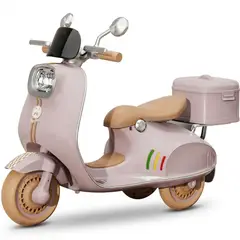 OEM - Scooter Moto Eléctrica para Niños Rosa Estilo Vespa Primavera 6V Doble Motor Luces LED y Música