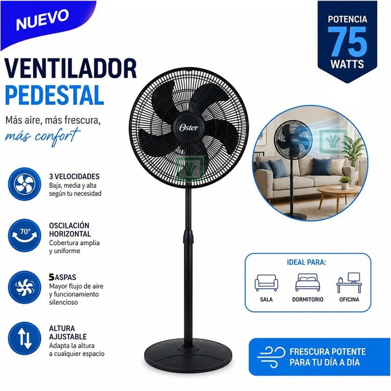 Ventilador de Pedestal 18" 75 Watts 3 Velocidades EOSVELIST1631