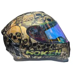 CES - CASCO MOTO HOKEN DOBLE VISOR DIURNO DORADO SKULL