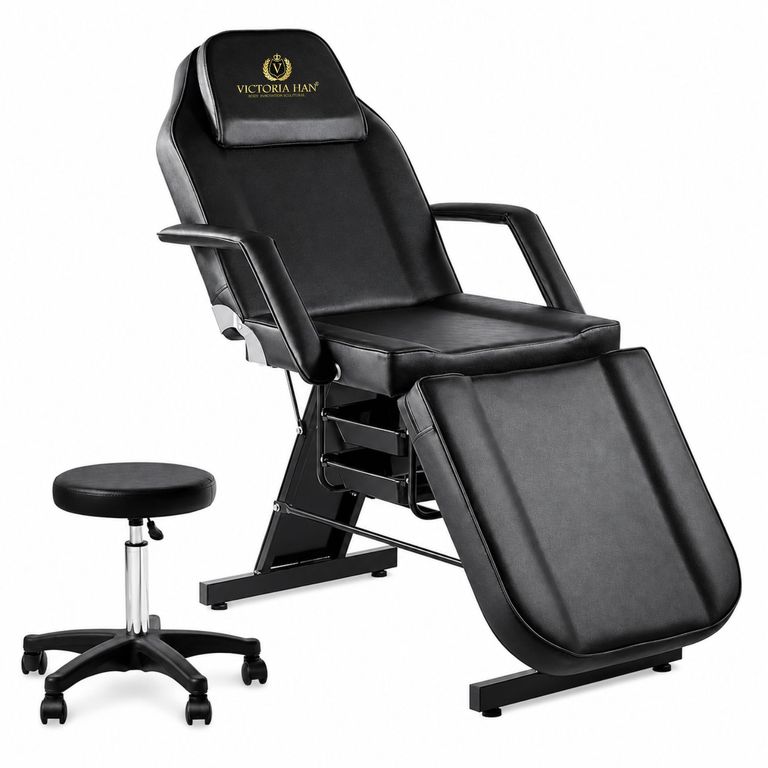 Camilla Estética Reclinable Profesional Con Banco Para Spa, Tatuajes, Facial Y Masajes