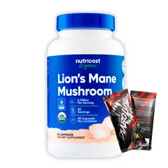 Nutricost - Lion's Mane Mushroom 2100MG - Melena de Leon 90 Capsulas + 2 Sachet Diabolus