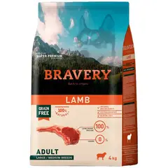 BRAVERY - Perro Adulto Cordero Sin Cereales 4 kg