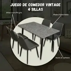 MIN CITY HOME - Juego Comedor Vintage para 4 personas