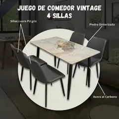 MIN CITY HOME - Juego de comedor Vintage de 4 sillas