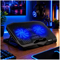 AIRBOOM - Cooler para Laptop Vortex 2 AB 007 2 Ventiladores LED Azul 10 a 17"