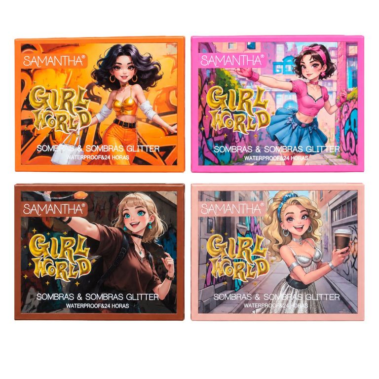 Pack X4 Paleta Sombras de Ojos Girl World - SAMANTHA