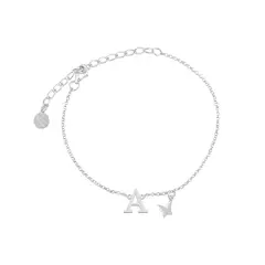 NATHALIE BIRD - PULSERA MARIPOSA INICIAL A EN PLATA 925