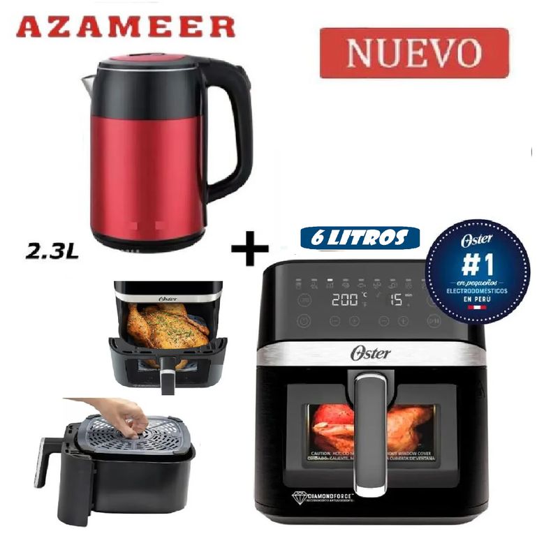 Combo Freidora De Aire DIgital 6Litros CKSTAF60WDDF- Hervidor 2.3LR