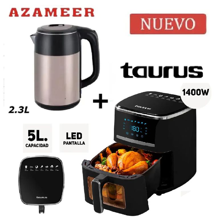Combo Freidora de Aire Silver Fryer 5L -Hervidor 2.3LP