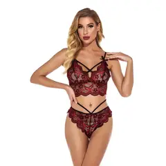 BAALATHKKO5 - Conjunto Spandex De Encaje Para Mujer Ropa Interior