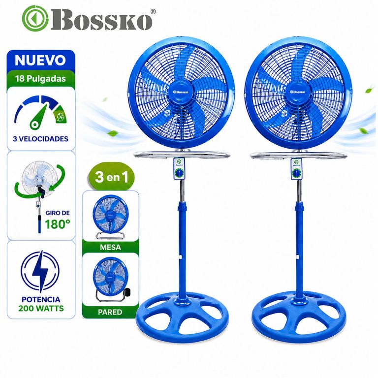 SUPER COMBO 2 UNIDADES | Ventilador VR BK-8223VI 3 en 1 18" 200W