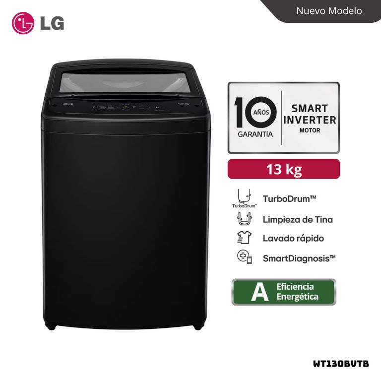 LAVADORA TURBODRUM 13 KG CARGA SUPERIOR ONYX NEGRO - WT13OBVTB