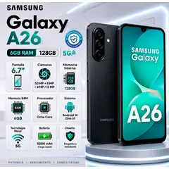 SAMSUNG - Celular Galaxy A26 6GB - 128GB - 5G NEGRO