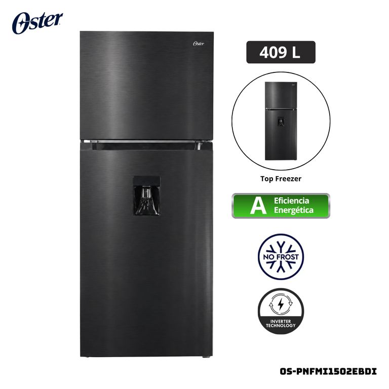 REFRIGERADORA 409 L TOP FREEZER NEGRO - OS-PNFMI1502EBDI