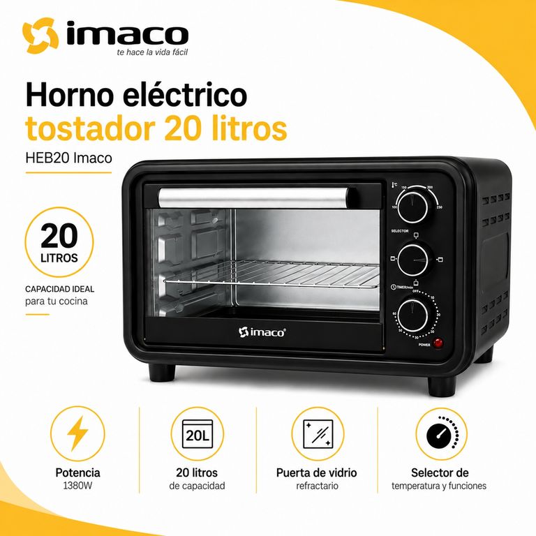Horno eléctrico tostador 20 litros HEB20