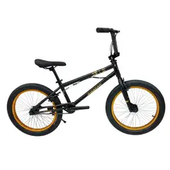 GENERICO - Bicicleta BMX Freestyle de Aluminio con Rotor 360° y 4 Pegs Negro con Dorado