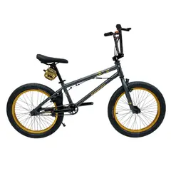 GENERICO - Bicicleta BMX Freestyle de Aluminio con Rotor 360° y 4 Pegs Gris con Dorado