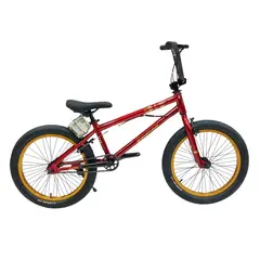 GENERICO - Bicicleta BMX Freestyle de Aluminio con Rotor 360° y 4 Pegs Rojo con Dorado