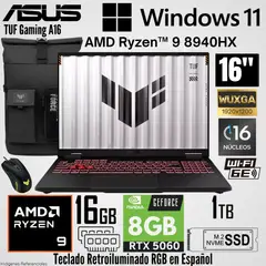 ASUS - Laptop TUF Gaming A16 AMD Ryzen 9 8940HX 16GB RAM 1TB SSD RTX 5060-8GB 16" WUXGA 165 Hz